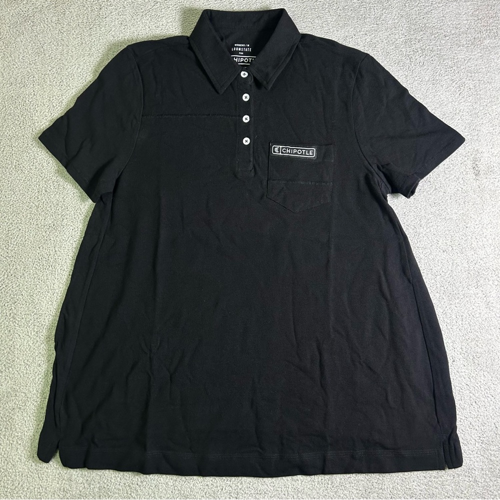 Chipotle Employee Polo Shirt Women’s Medium Black Collared Logo Uniform Manager